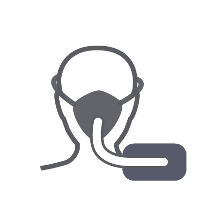 line drawing of person wearing a CPAP or BIPAP machine for better sleep and health