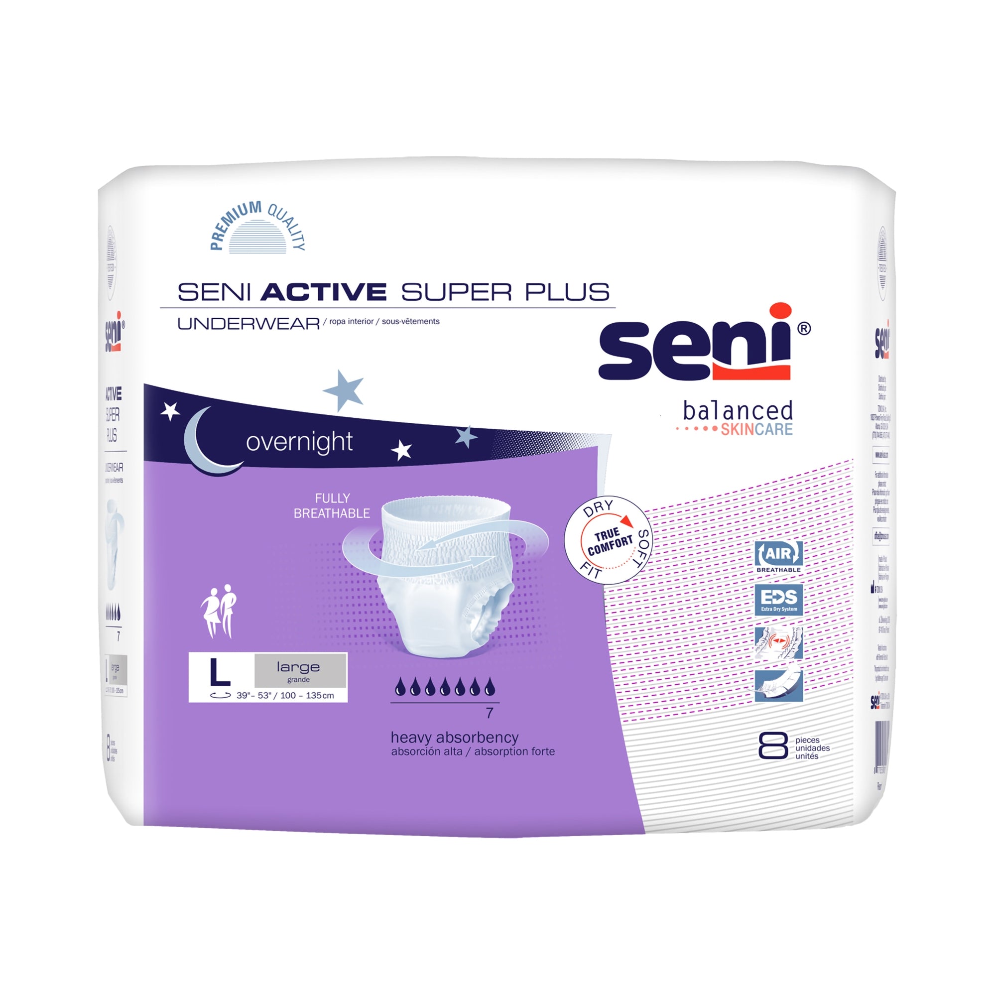 Absorbent Underwear Seni® Active Super Plus Pull On with Tear Away Seams Adult Large Unisex Disposable Heavy Absorbency