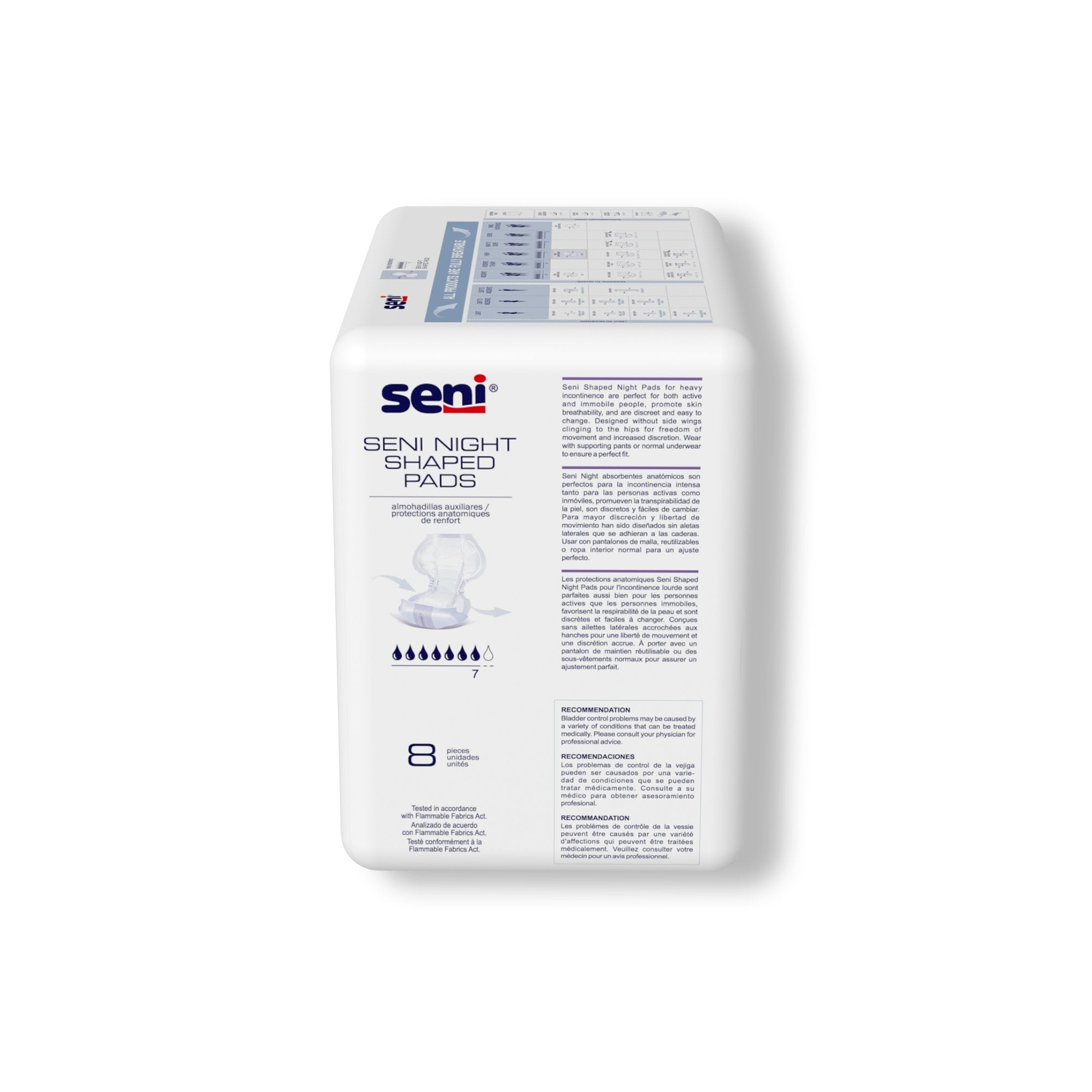 Incontinence Liner Seni® Shaped Night Pads 27 Inch Length Heavy Absorbency Super Absorbent Core One Size Fits Most