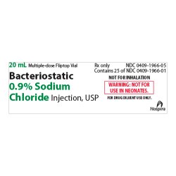Bacteriostatic Sodium Chloride 0.9% Injection 20 mL