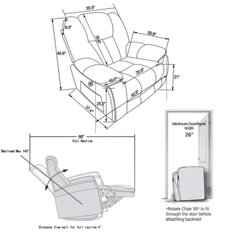 41'' Oversized Power Lift Chair - Heated Massage Electric Recliner with Super Soft Padding