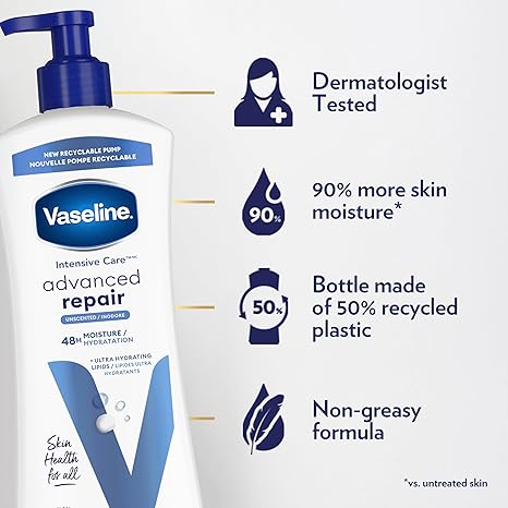 Vaseline Intensive Care Unscented Advanced Repair Body Lotion