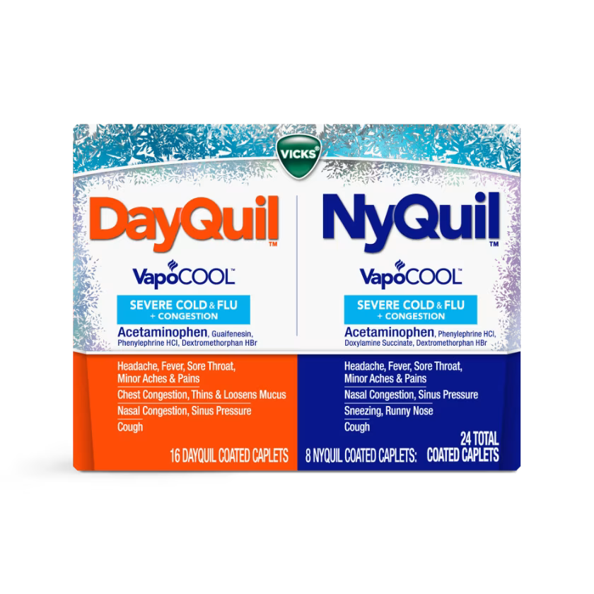 DayQuil™ and NyQuil™ VapoCOOL SEVERE Maximum Strength Cold & Flu + Congestion Relief Caplets