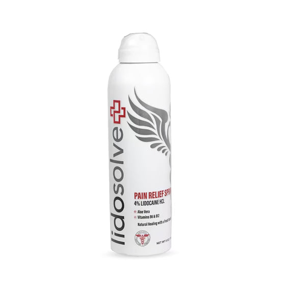 Lidosolve+ Topical Pain Relief Spray, Natural, 4% Lidocaine, B12 & B6, Vanilla, Aloe Vera, 6oz