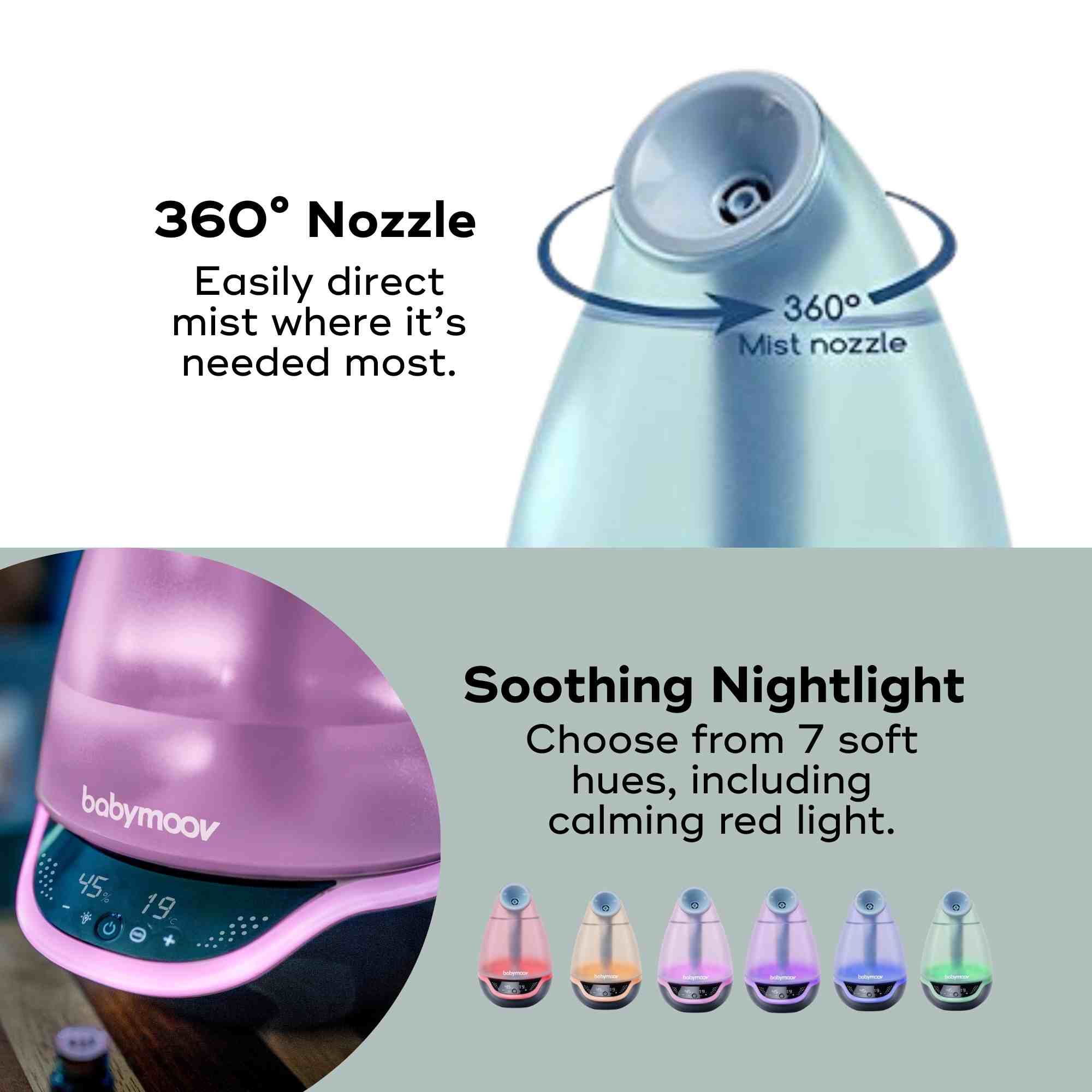 Hygro+ Cool Mist Baby Humidifier – 3-in-1 with Diffuser & Nightlight