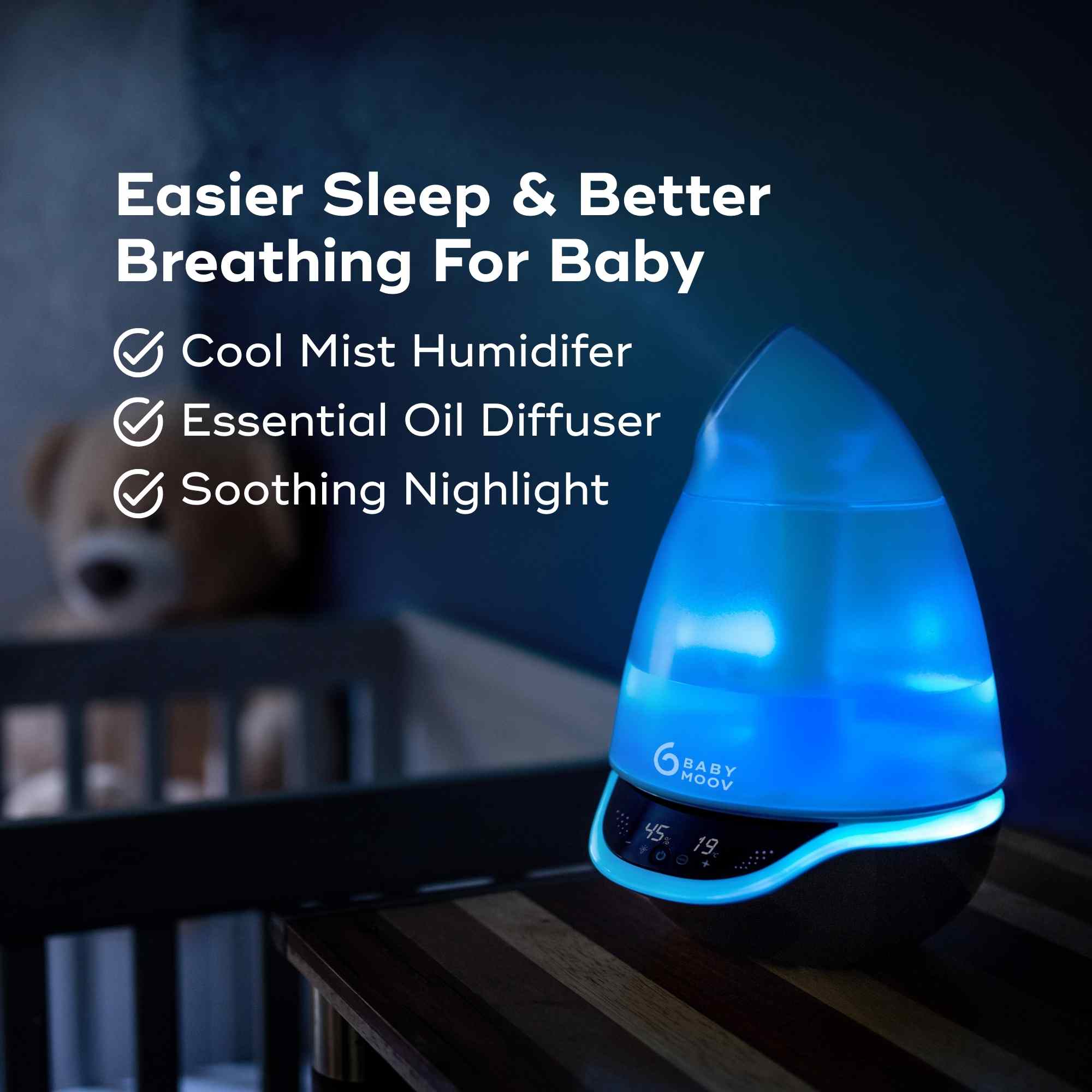 Hygro+ Cool Mist Baby Humidifier – 3-in-1 with Diffuser & Nightlight