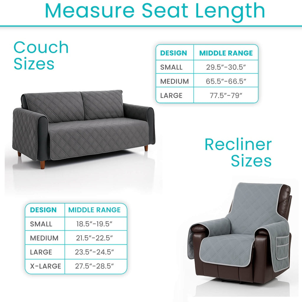 Waterproof Non Slip Cover - Large, Grey, Sofa