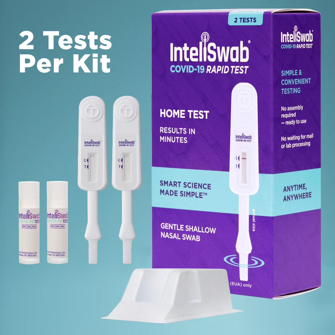 InteliSwab COVID-19 Rapid Antigen Test, for Results Anytime and Anywhere (2 Nasal Swab Tests)