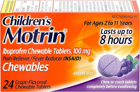 Children's Pain Relief Motrin® 100 mg Strength Ibuprofen Chewable Tablet 24 Per Bottle